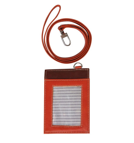 กระเป๋าใส่บัตร แบบคล้องคอ A-029 สีส้ม